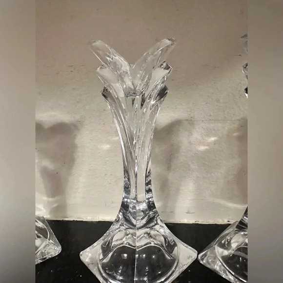 Mikasa set of 4 Clear Crystal "Deco" Single Light Candlestick Holders - Picture 3 of 5